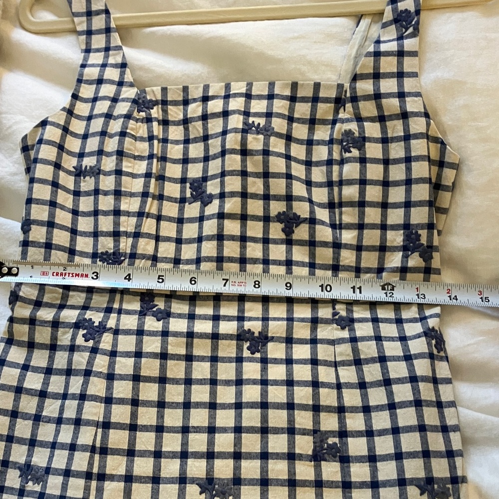 Sezane White and Navy Checked Mini Dress - Picture 3 of 11